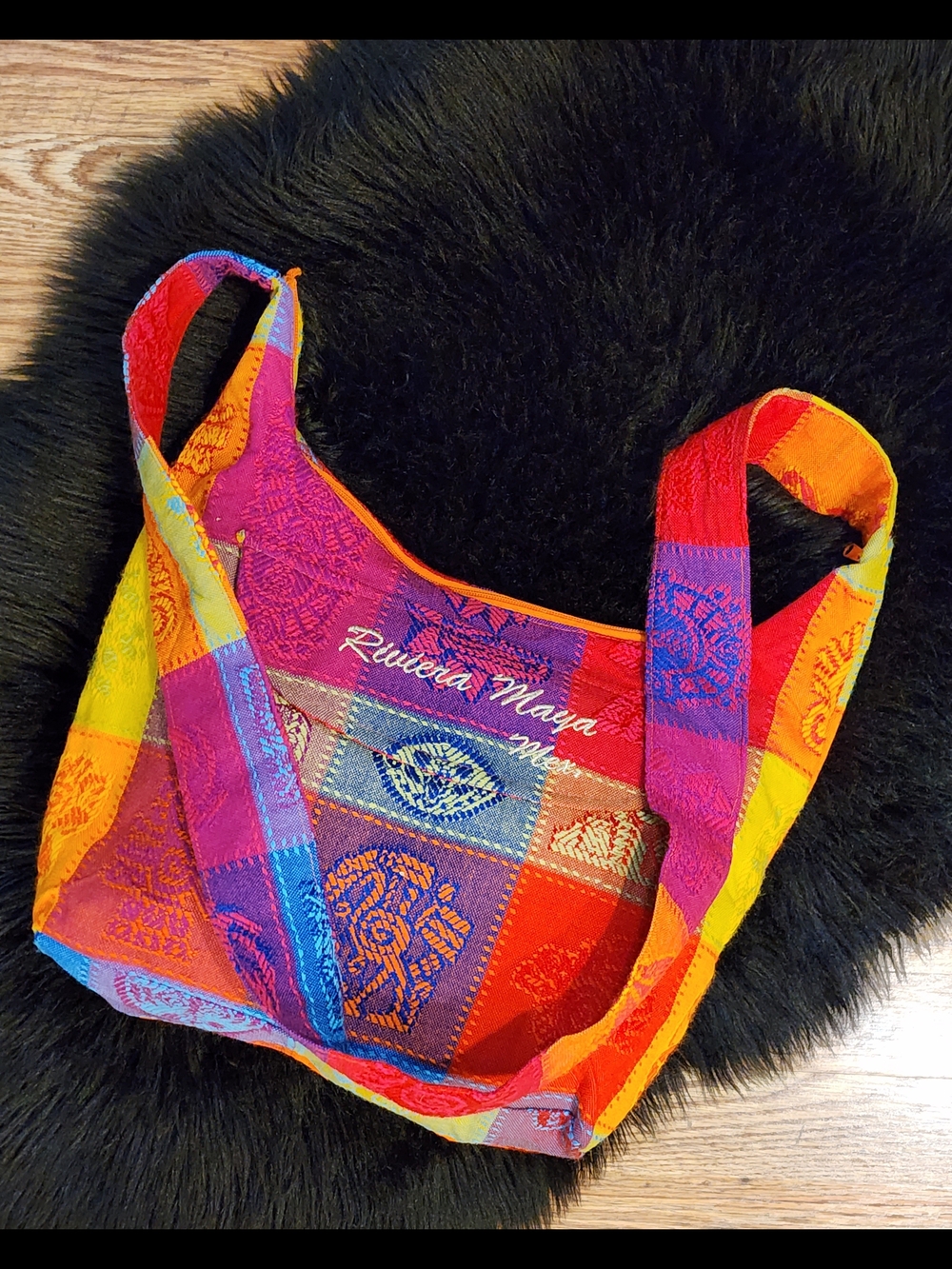 Riviera Maya Mex. Hippie Hobo Bright Multicolor Shoulder Bag